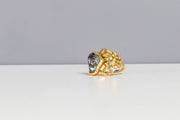 Todd Reed ring with a rough diamond (8.13ctw) and white baguettes (0.37ctw) in 18k yellow gold.